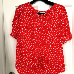 Red, white, & blue leopard print top